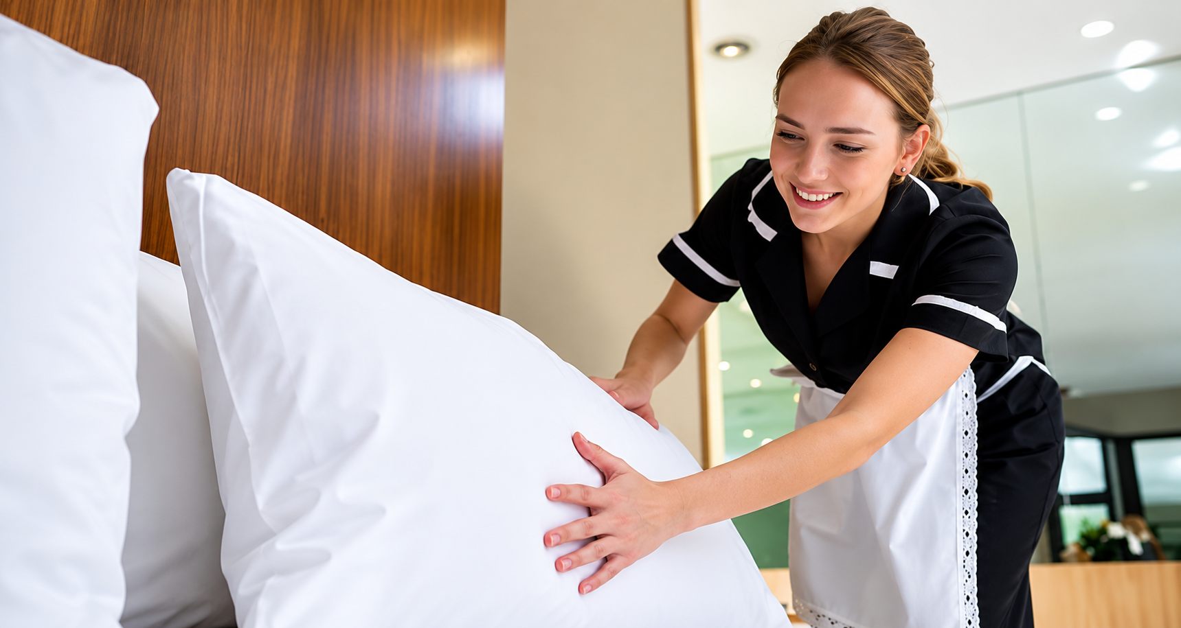 Housekeeping team preparing guest rooms